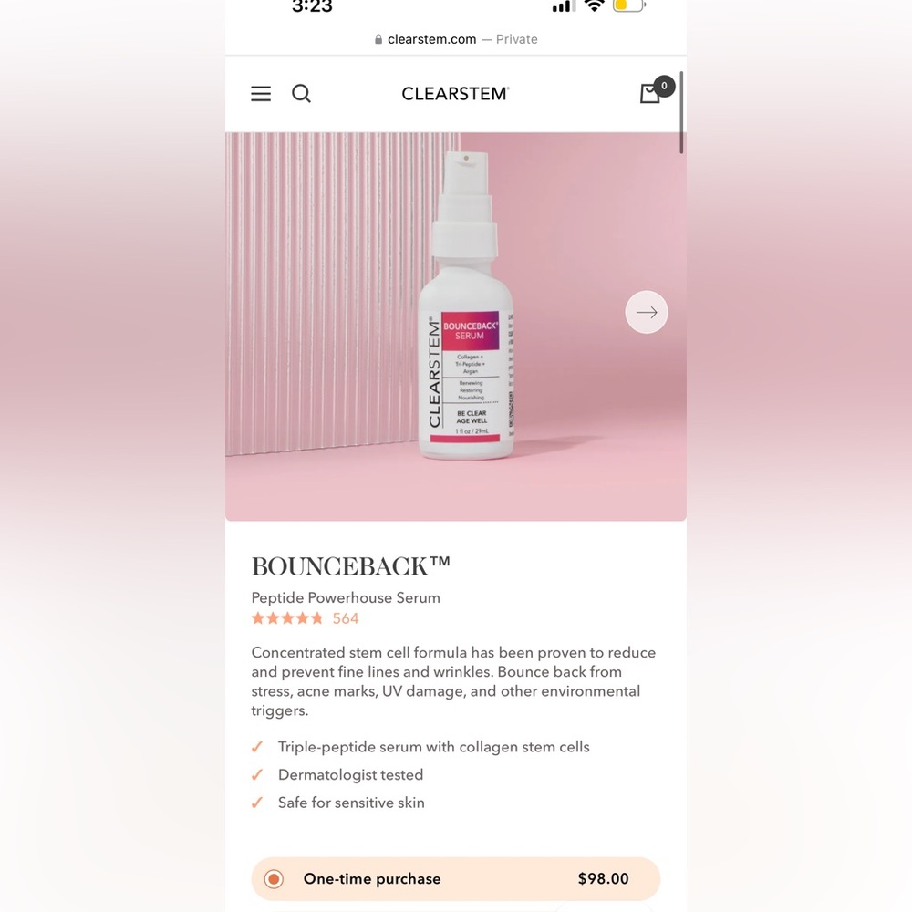 CLEARSTEM BOUNCEBACK Peptide Serum